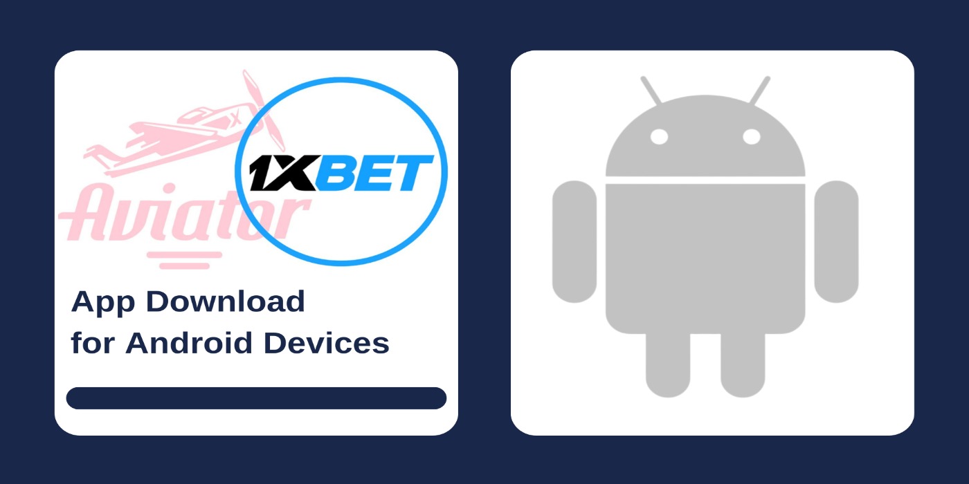 First picture showing Aviator and 1xbet logos, and second - Android icon