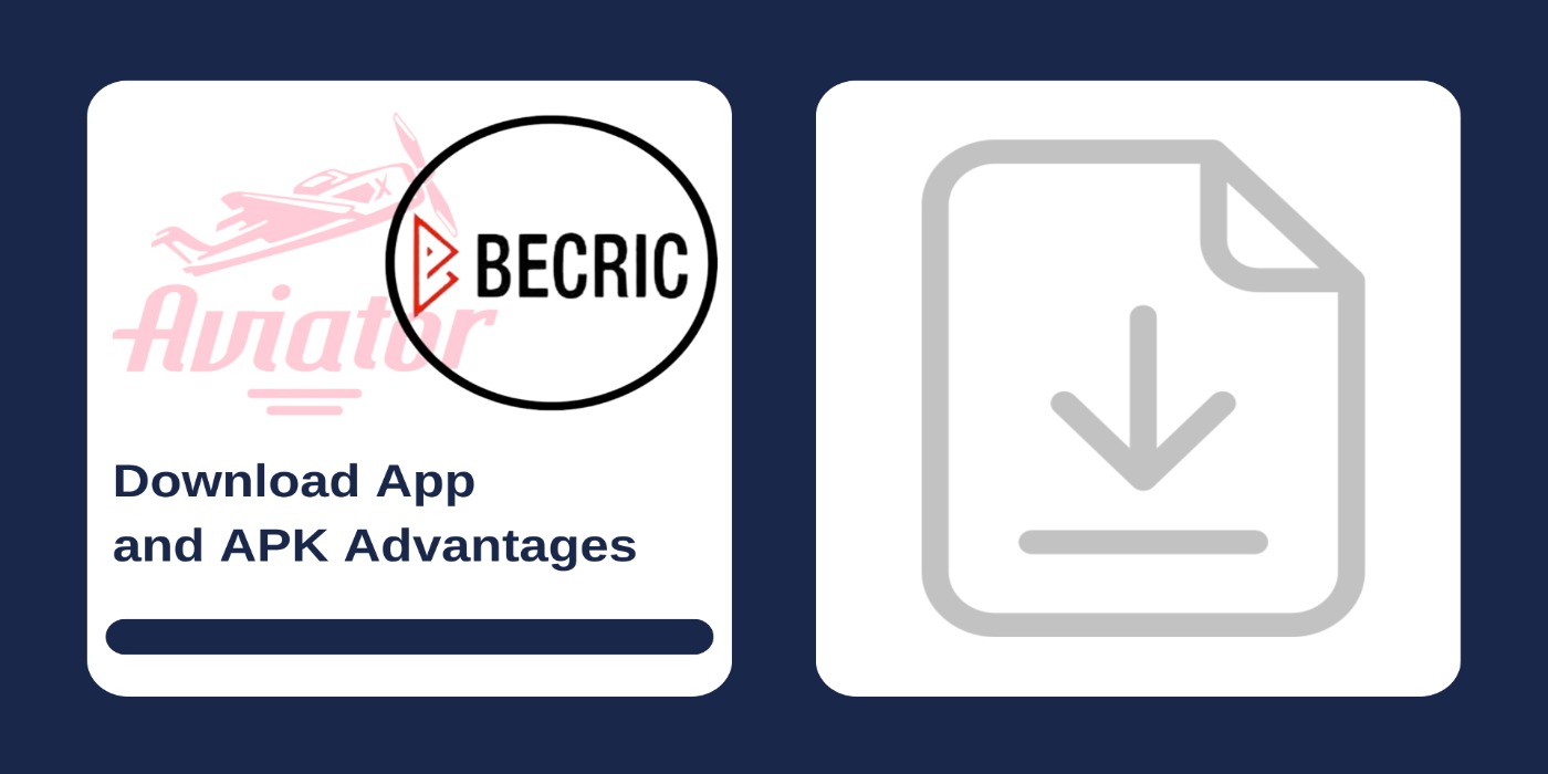 First picture showing Aviator and Becric logos, and second - download icon