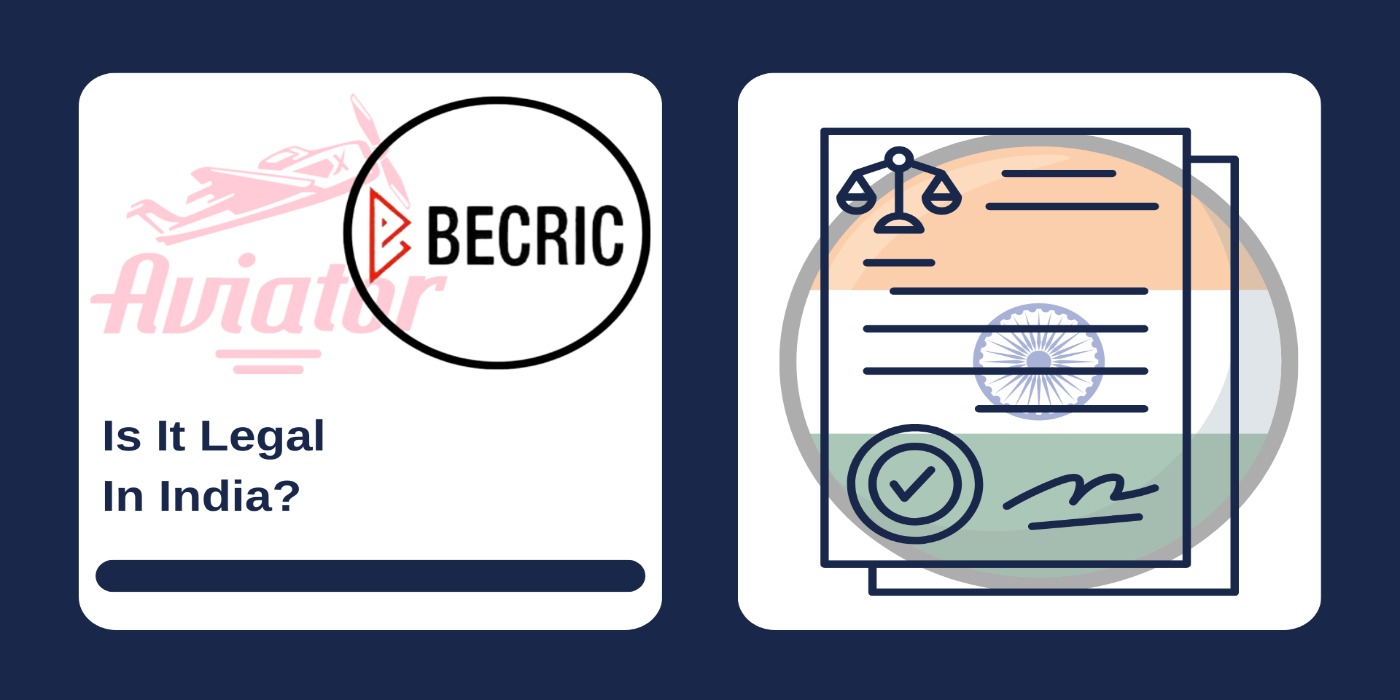 First picture showing Aviator and Becric logos, and second - legal documents with Indian flag