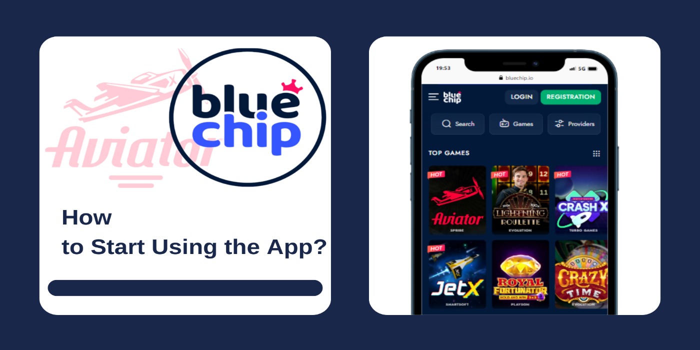 A smartphone with the Bluechip app on it and Aviator game