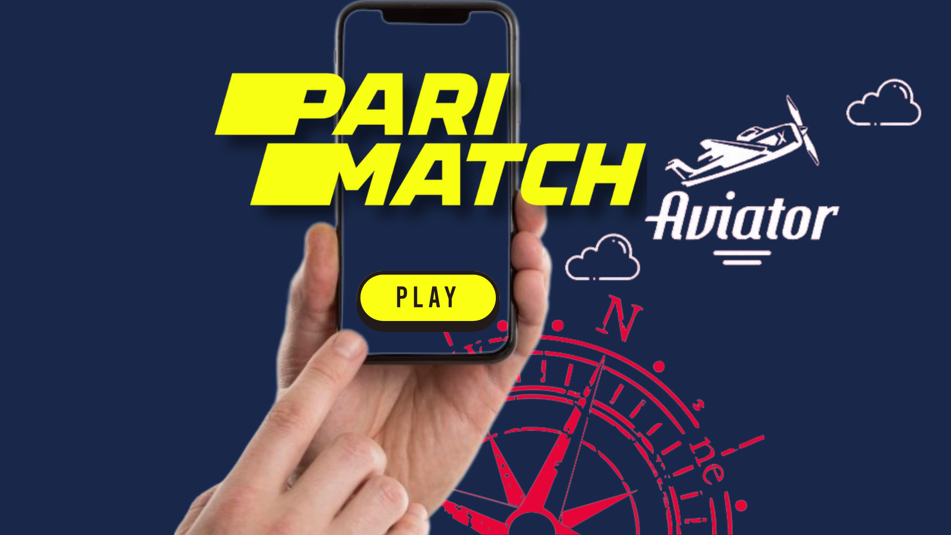 A hand holding a smart phone with the word parimatch aviator app on it

