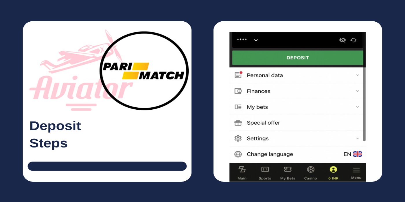 A cell phone with a parimatch app on the screen and deposit form
