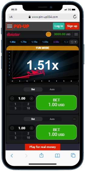 A smartphone displaying Aviator Demo mode with increasing multiplier and betting options