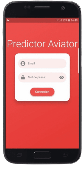 A smartphone displaying login form for Predictor Aviator app