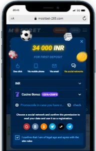 mostbet registration by social