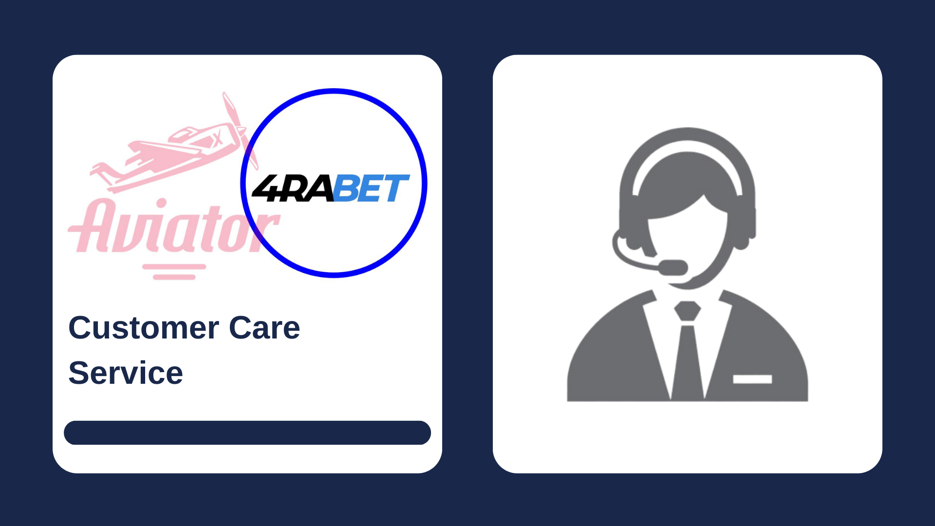 First picture showing Aviator and 4rabet logos, and second - man with headset