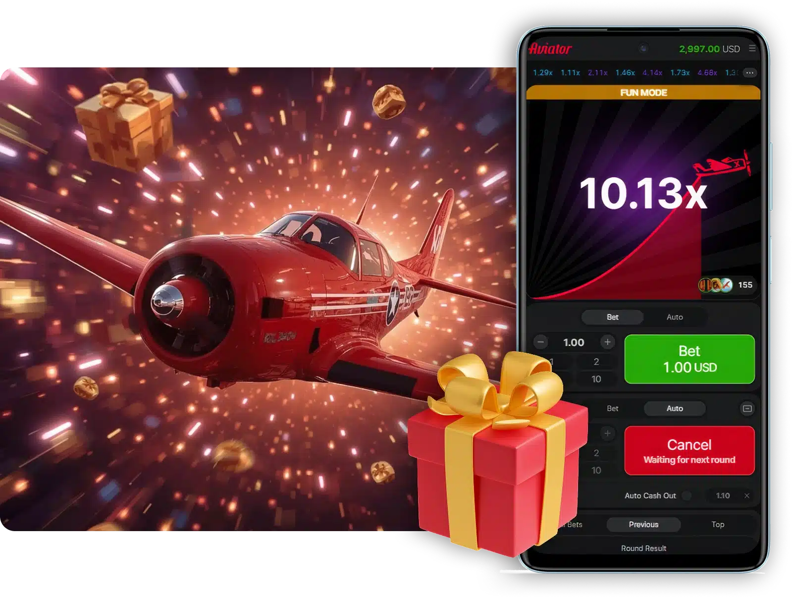 Aviator Game Bonuses The red plane from the Aviator game app flies with gifts and bonuses