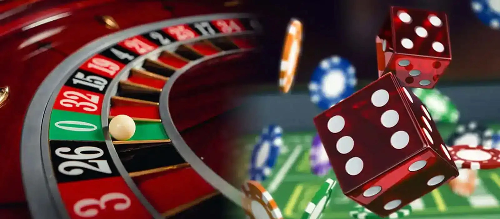 Roulette – Straightforward Bets, Fast Results Close-up of roulette wheel with spinning ball and red dice surrounded by colorful casino chips