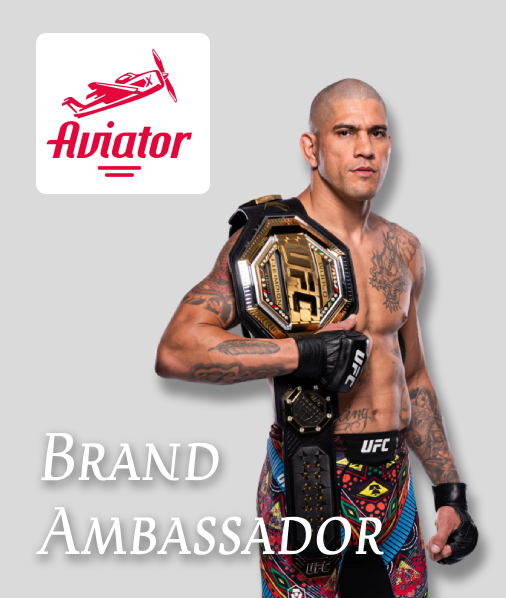 Alex Pereira photo with Aviator game logo and a text 'Brand ambassador'
