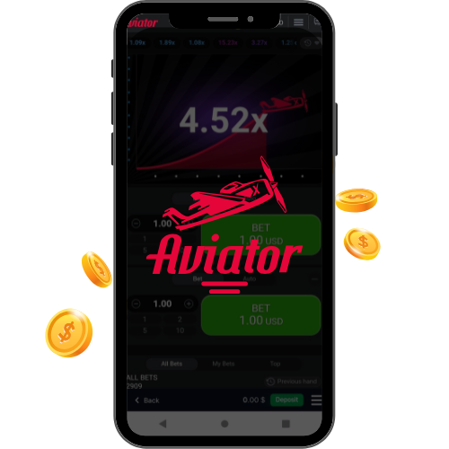 Aviator betting app interface and coins