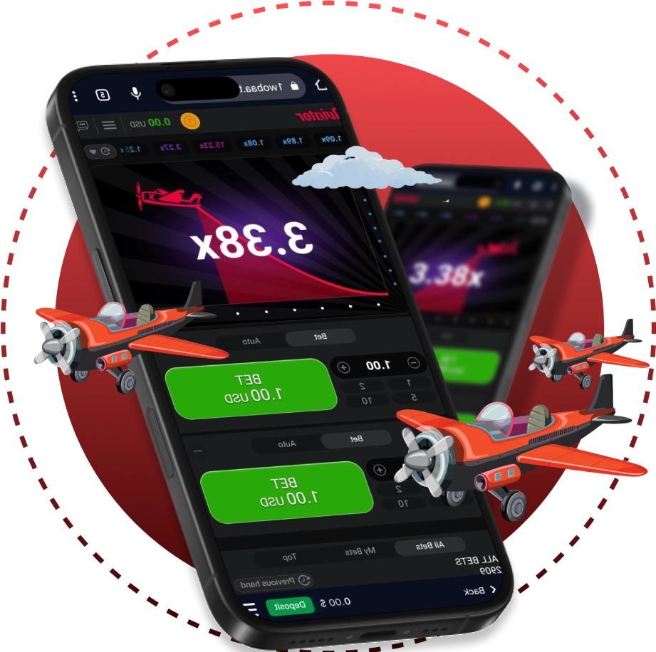 Aviator app interface and red airplanes