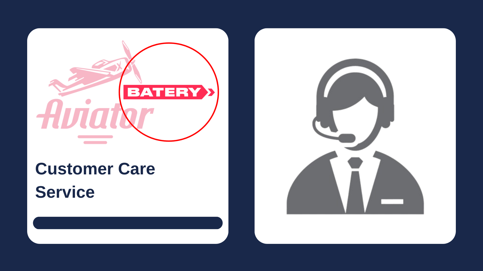 First picture showing Aviator and Batery logos, and second - man with headset