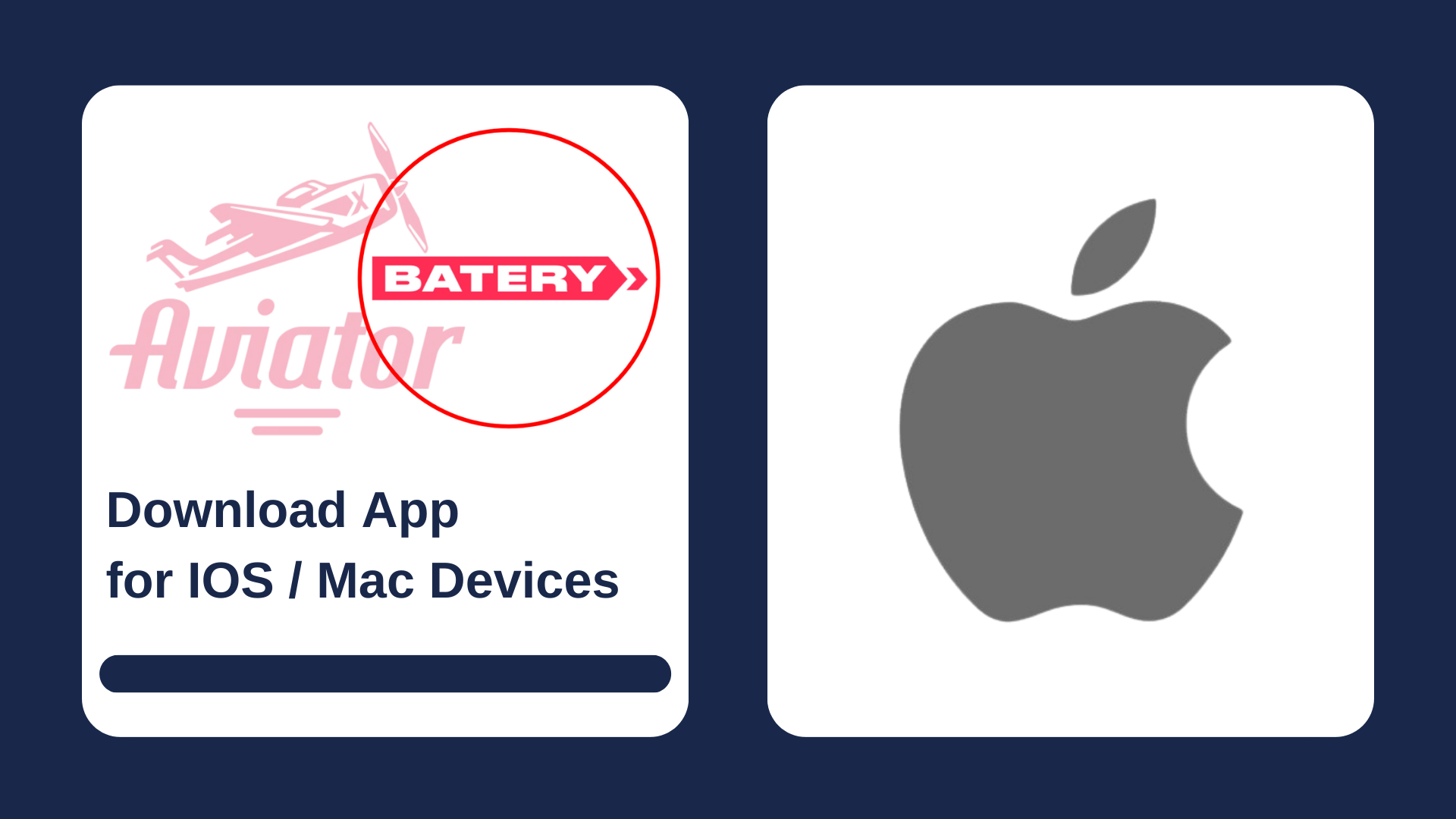 First picture showing Aviator and Batery logos with text, and second - IOS icon