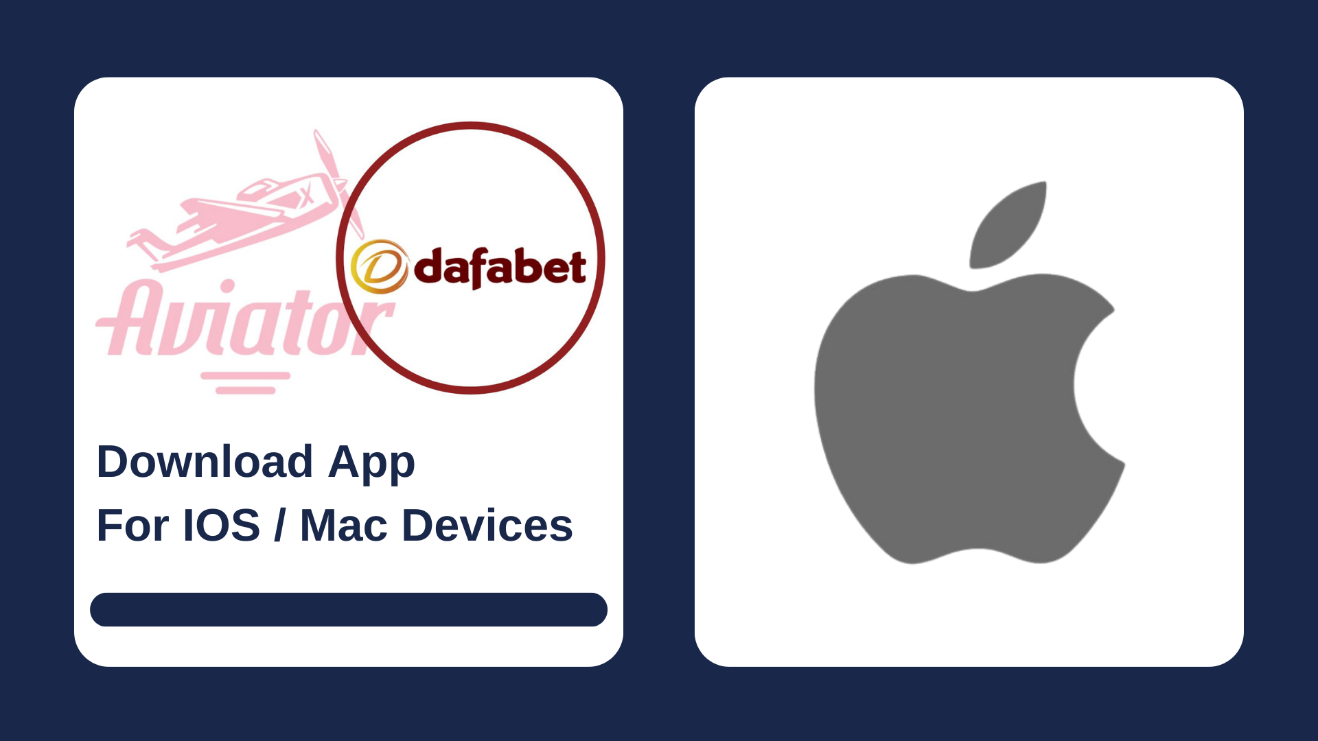 First picture showing Aviator and Dafabet logos with text, and second - IOS icon